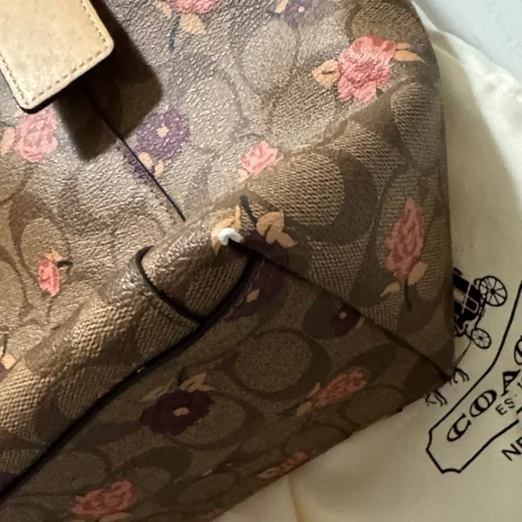 Coach Brown and Pink Floral Tote - Picture 6 of 12